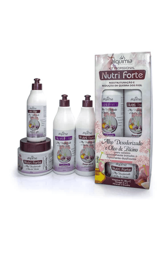 Kit Profissional Nutri Forte Alho Desodorizado e Óleo de Rícino Alquimia Professional